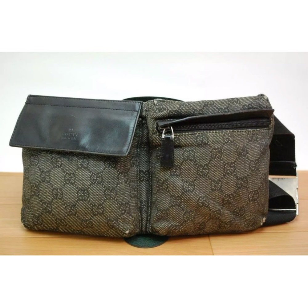 Vintage Gucci Black Denim Waist Bag